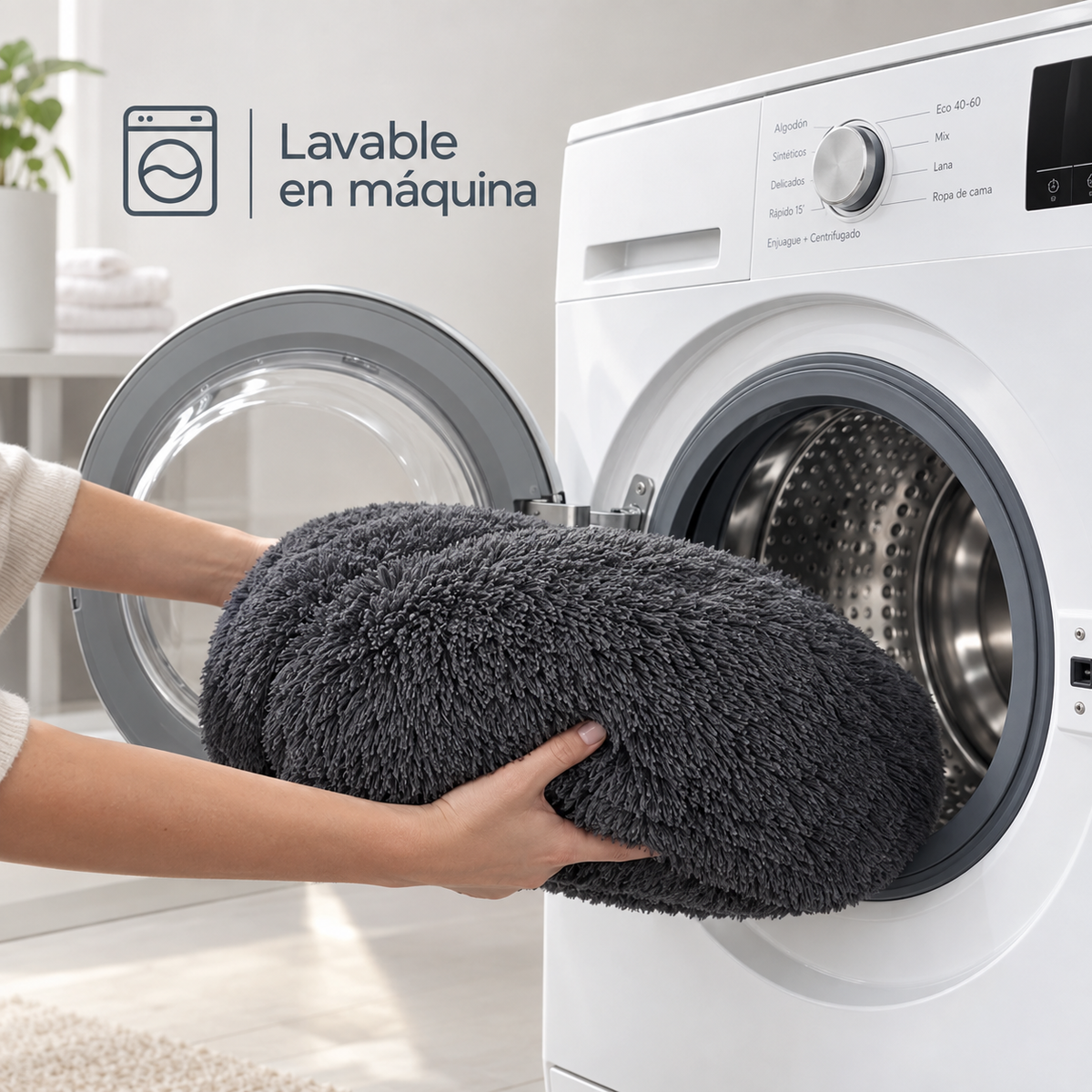 Cama redonda de peluche