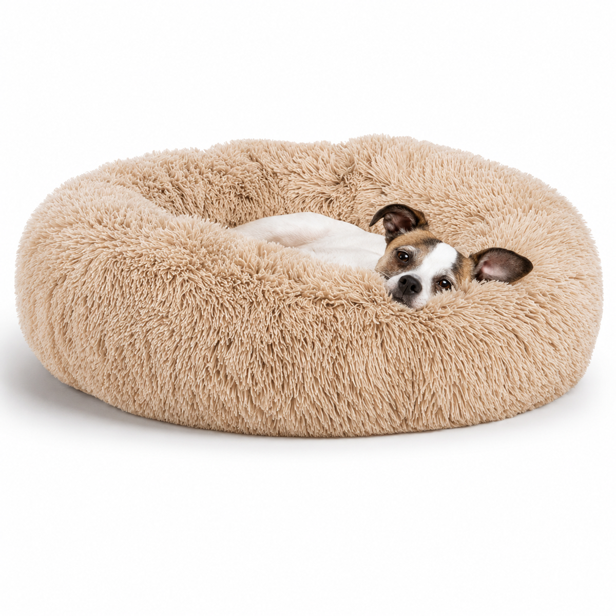 Cama redonda de peluche