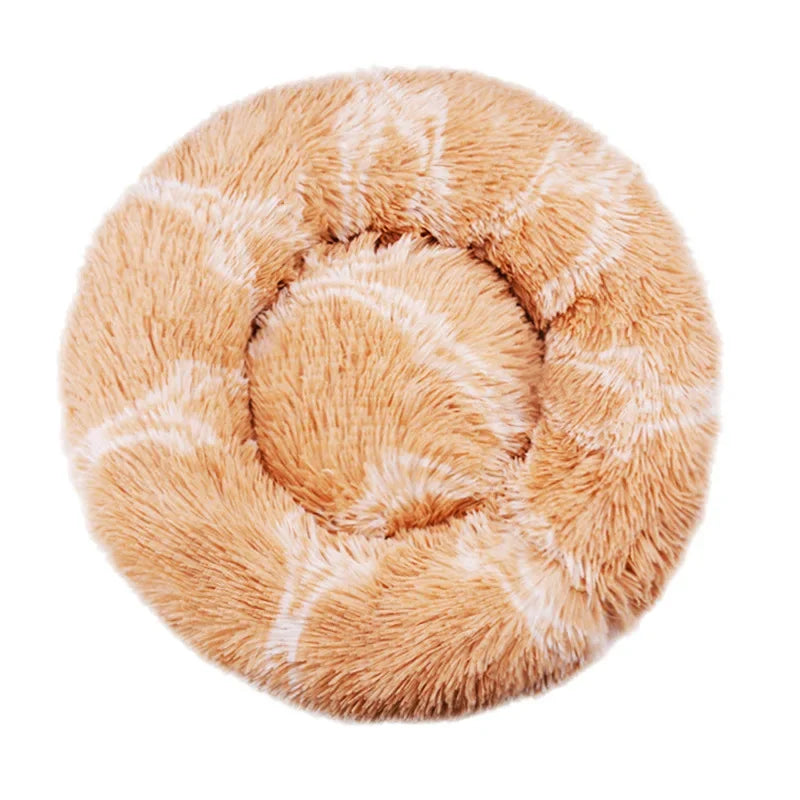 Cama redonda de peluche