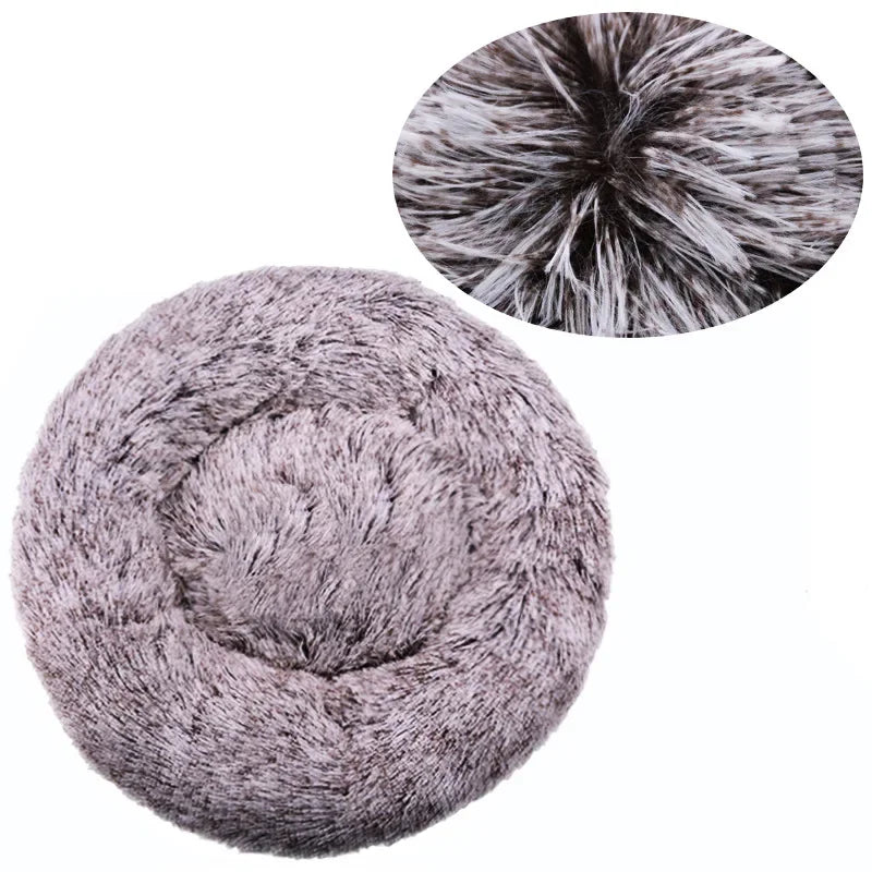 Cama redonda de peluche