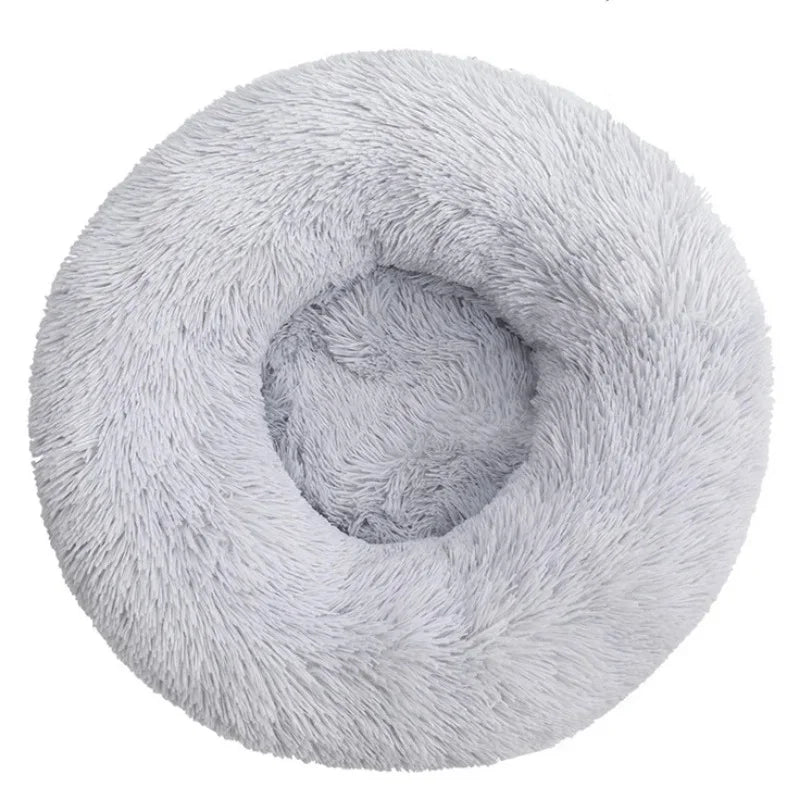 Cama redonda de peluche
