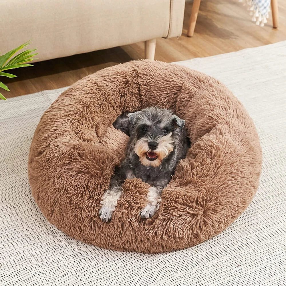 Cama redonda de peluche