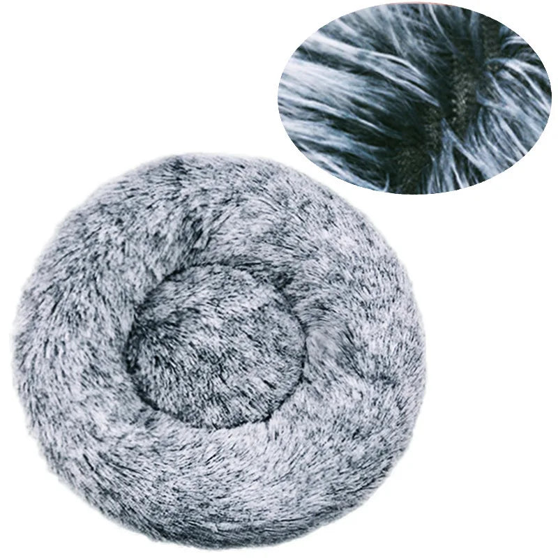 Cama redonda de peluche