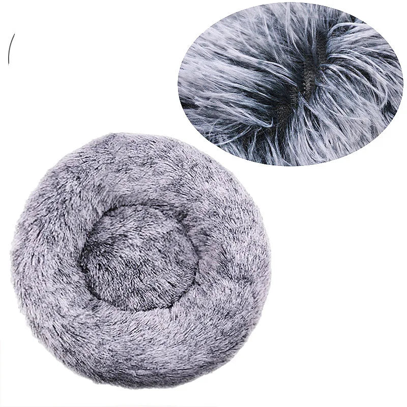 Cama redonda de peluche