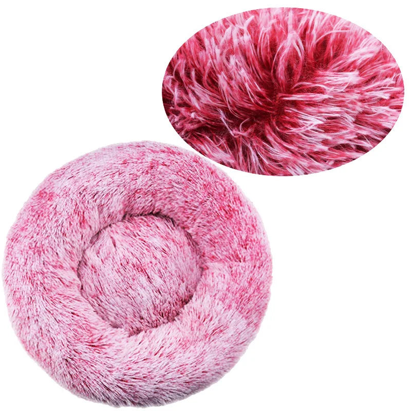 Cama redonda de peluche