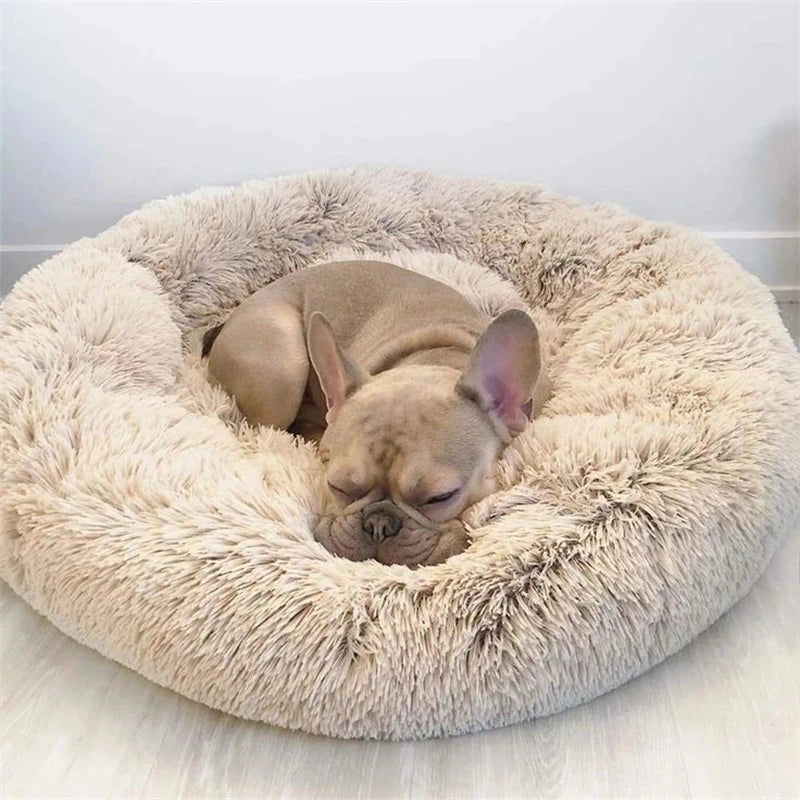 Cama redonda de peluche